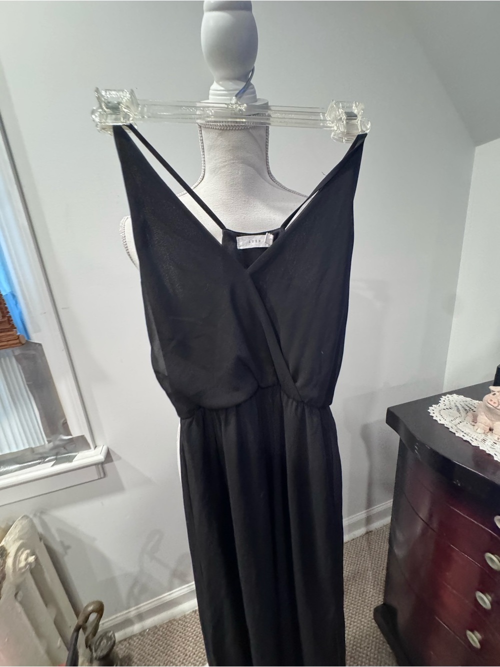 Lush Black V-Neck Spaghetti Strap Maxi Dress
